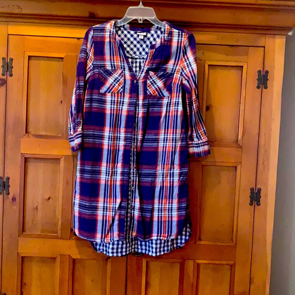 Small merona flannel shirt dress